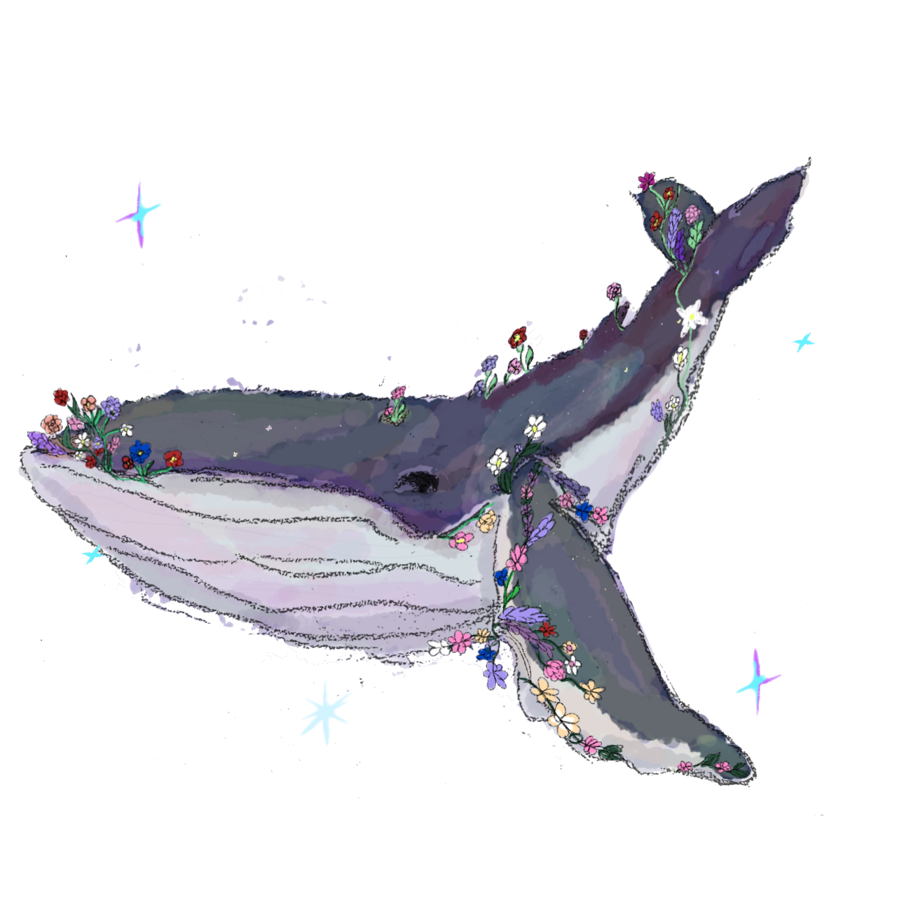 floral whale image